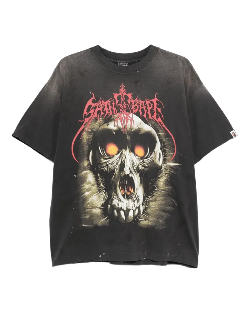 SAINT MXXXXXX T-Shirt mit grafischem Print - Schwarz Schwarz