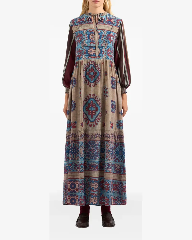 Pierre-Louis Mascia Midikleid mit geometrischem Print - Nude Nude