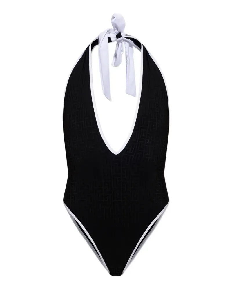 Balmain Lycra Badeanzug mit Monogramm - Schwarz Schwarz