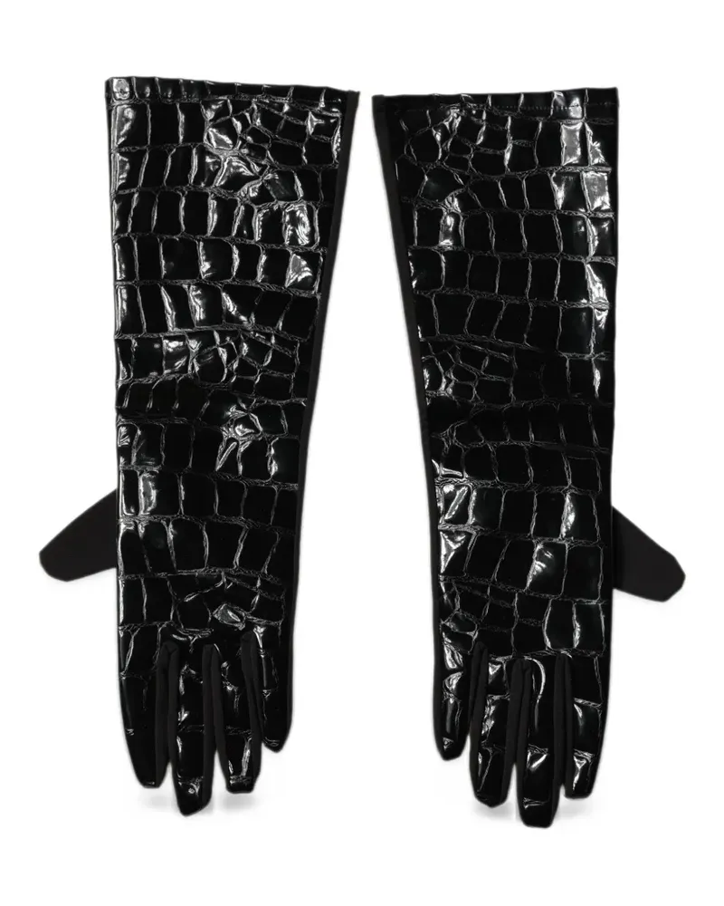 Dolce & Gabbana croc-effect elbow-length gloves - Schwarz Schwarz