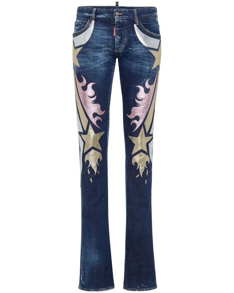 Dsquared2 Schlagjeans im Metallic-Look - Blau Blau