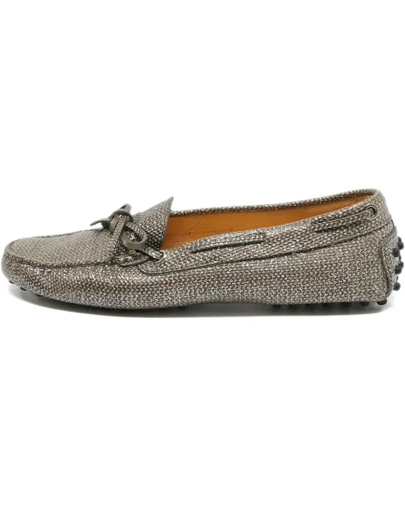 TOD'S Gommino Loafer mit Metallic-Schleife - Grau Grau