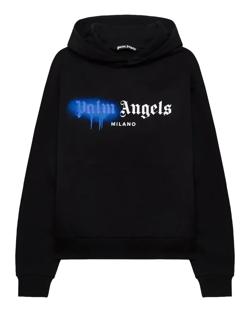 Palm Angels Spray City Milan Hoodie mit tropfendem Logo - Schwarz Schwarz