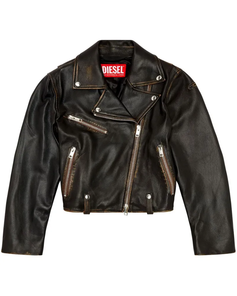 Diesel Klassische Lederjacke Schwarz