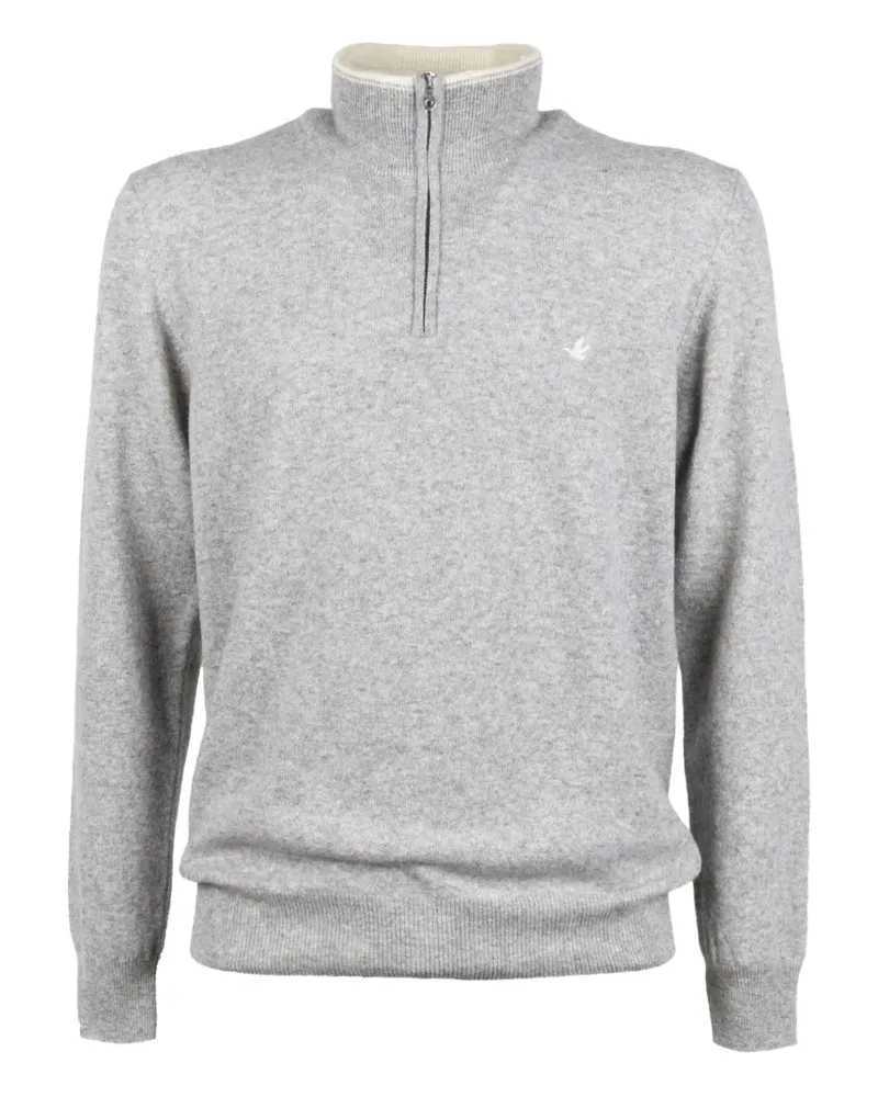 Brooksfield zip mock-neck sweater - Grau Grau