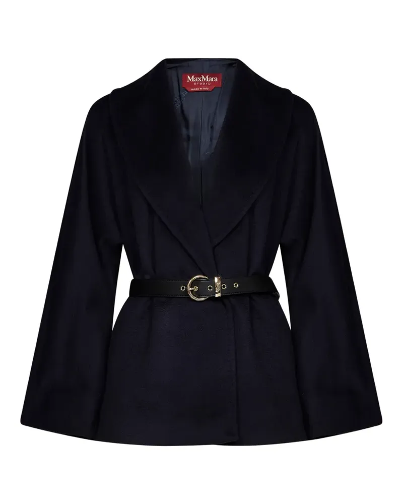 Max Mara belted virgin-wool coat - Blau Blau