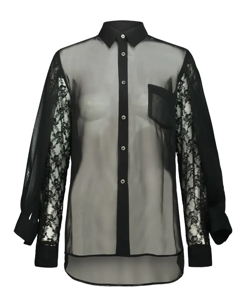Comme des Garçons lace-panel sheer shirt - Schwarz Schwarz