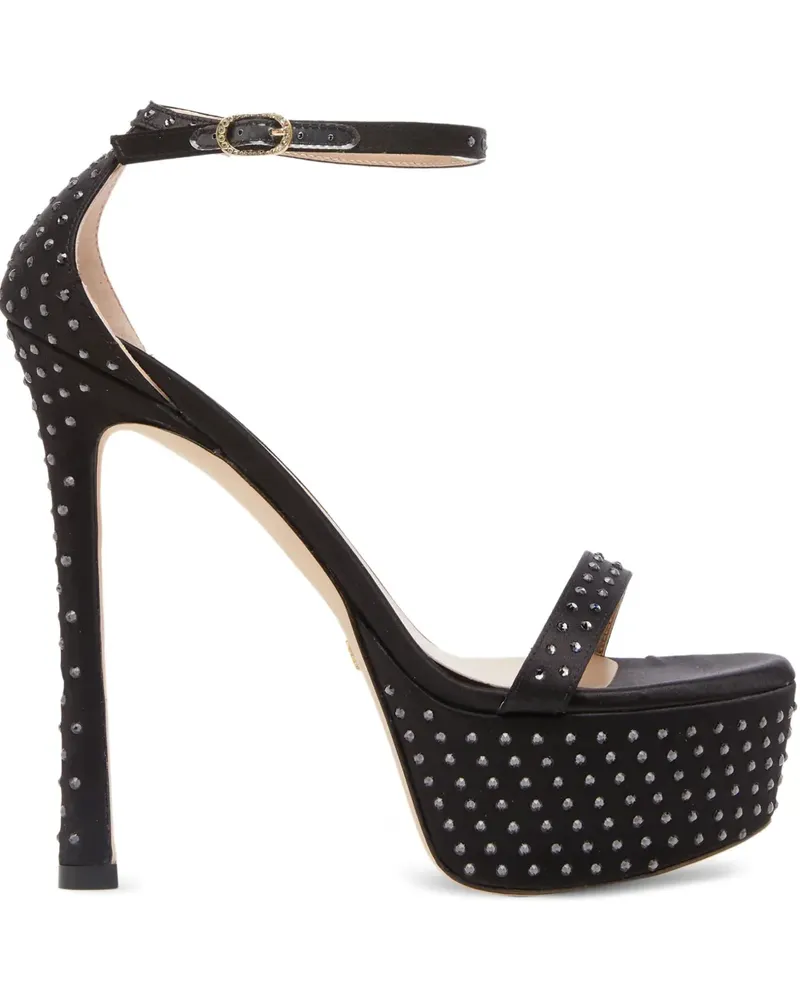 Stuart Weitzman Nudistcurve Hollywood Sandalen mit Kristallen 145mm - Schwarz Schwarz