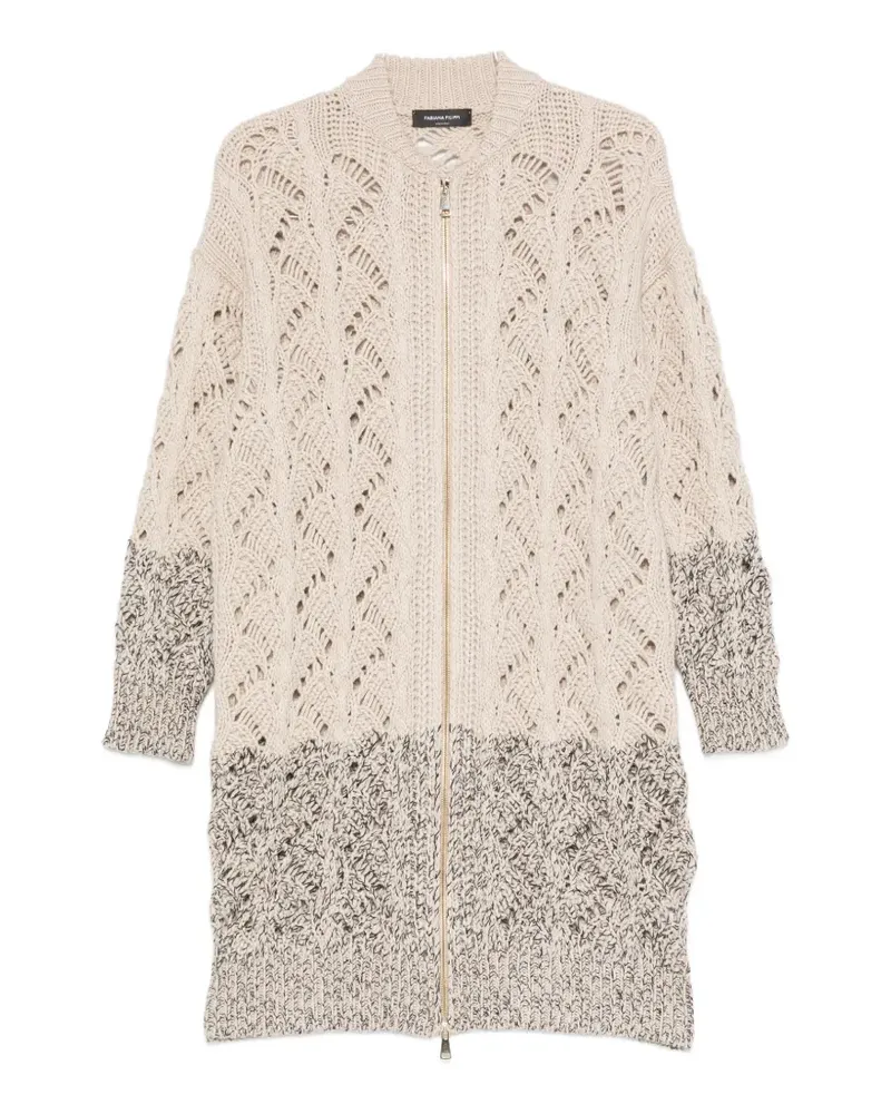 Fabiana Filippi open-knit zip-up cardigan - Nude Nude