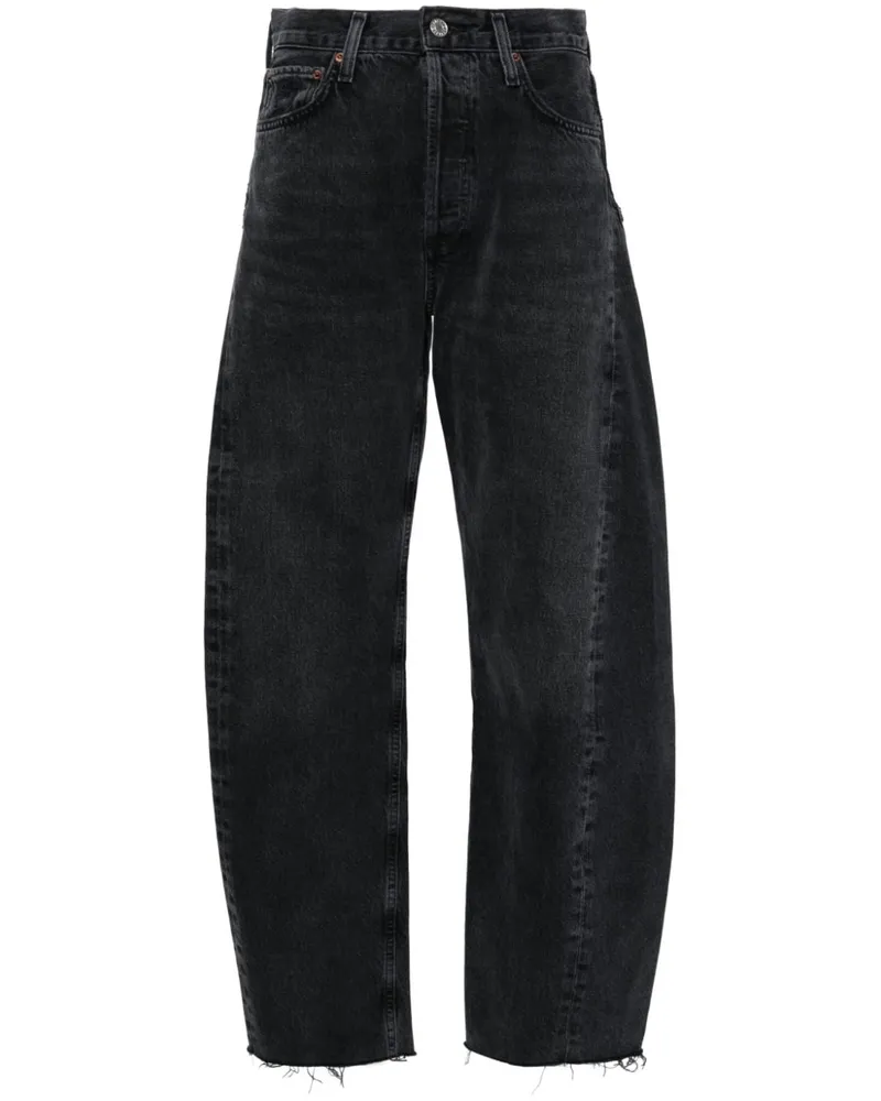 AGOLDE Ausgefranste Straight-Leg-Jeans Schwarz