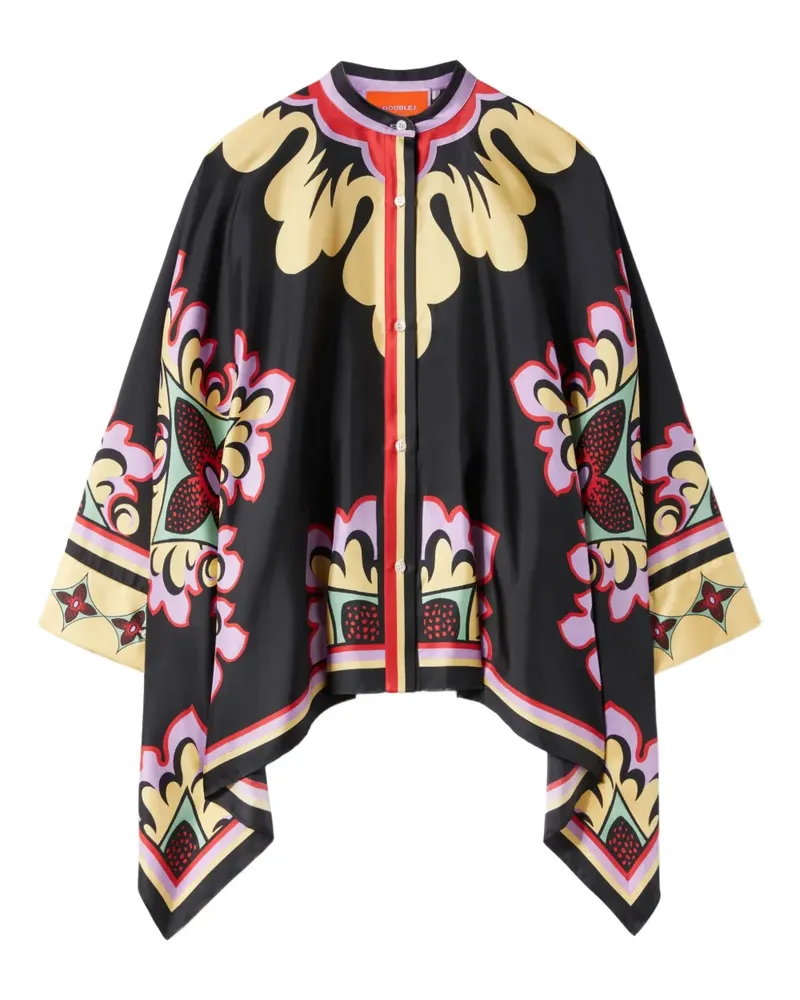 La DoubleJ Cape mit Blumen-Print - Schwarz Schwarz
