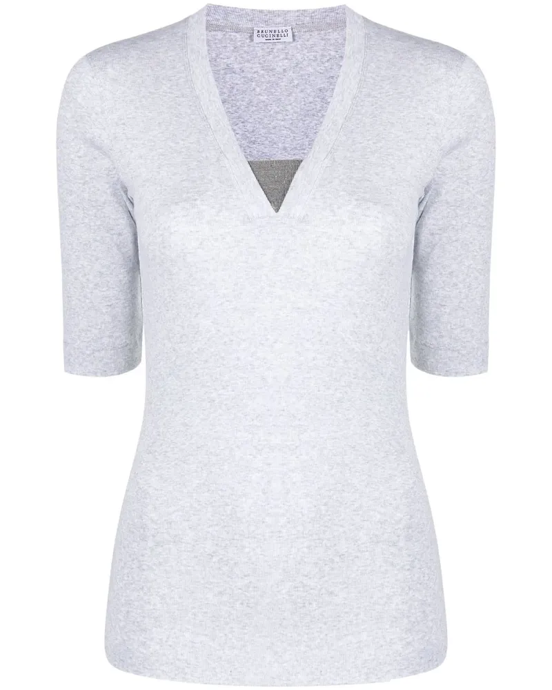 Brunello Cucinelli Oberteil mit V-Ausschnitt - Grau Grau