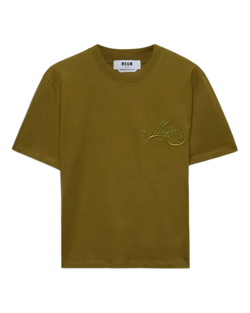 MSGM T-Shirt mit Logo-Stickerei - Grün Grün