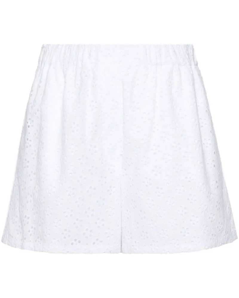 Kenzo Kurze High-Rise-Shorts mit Lochstickerei - Weiß Weiß