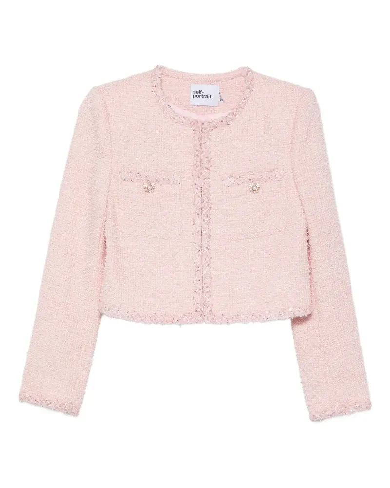 Self-Portrait sequin-embellished bouclé jacket - Rosa Rosa
