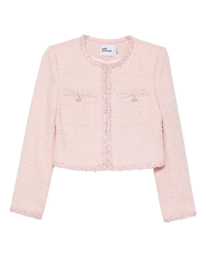Self-Portrait sequin-embellished bouclé jacket - Rosa Rosa