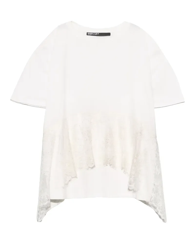 BIMBA Y LOLA Gerüschtes T-Shirt aus Spitze - Weiß Weiß
