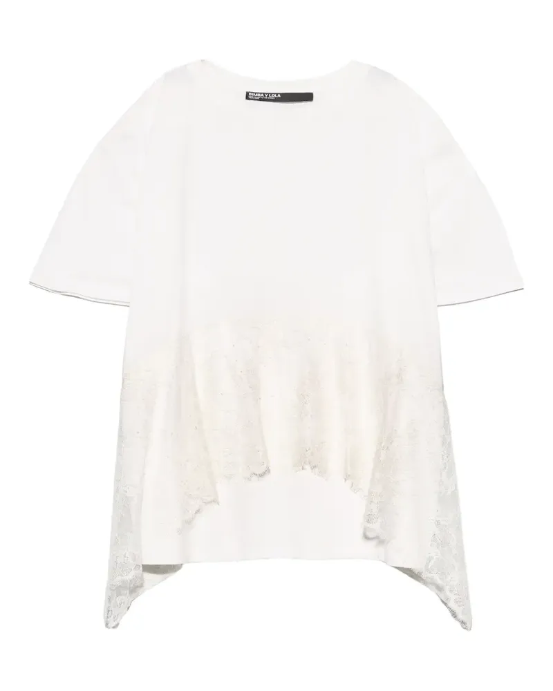 BIMBA Y LOLA Gerüschtes T-Shirt aus Spitze - Weiß Weiß