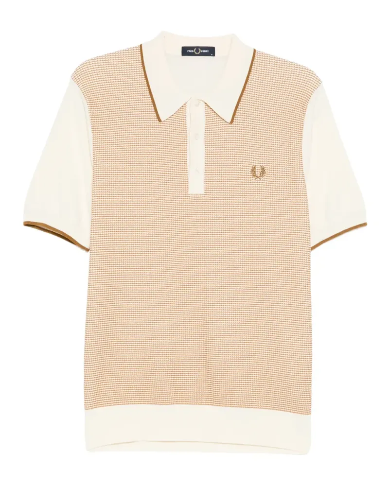Fred Perry Laurel Wreath textured-knit polo shirt - Nude Nude