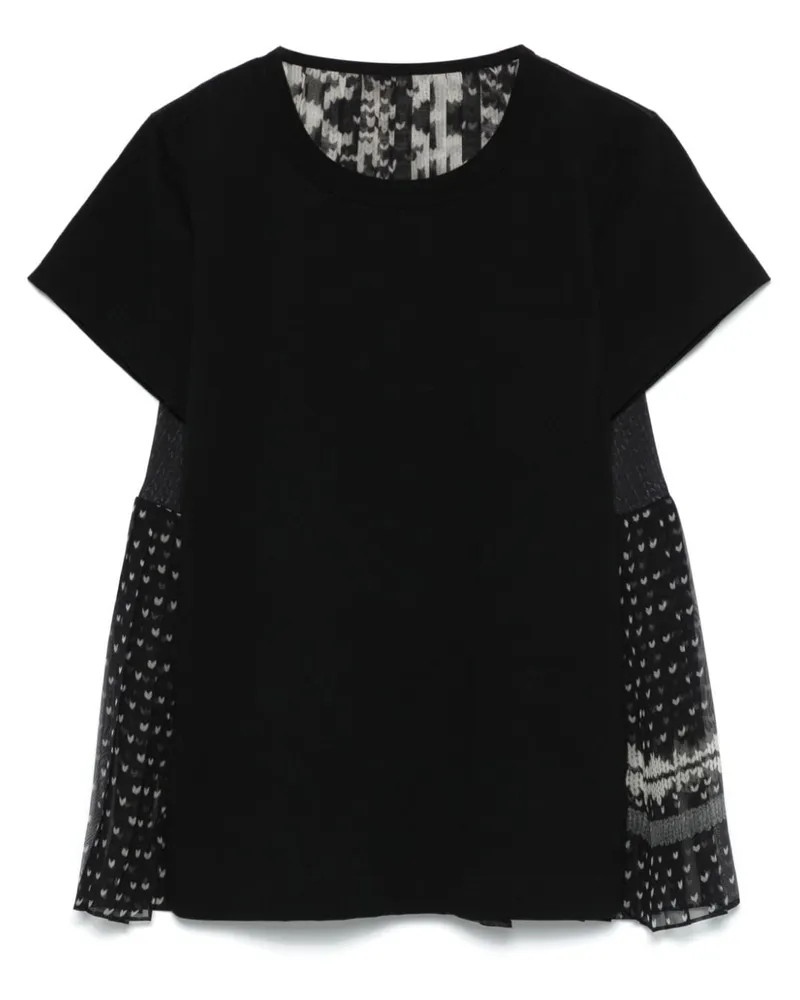 Sacai T-Shirt mit Print-Mix - Schwarz Schwarz