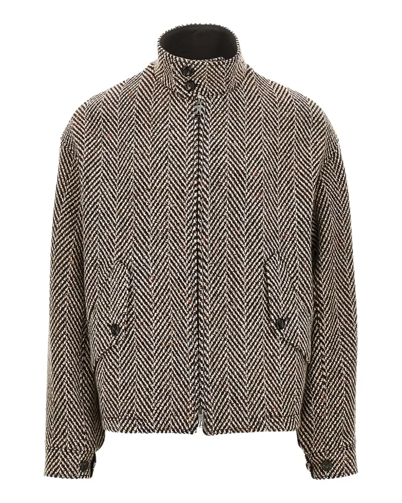 Emporio Armani chevron-pattern high-neck jacket - Braun Braun