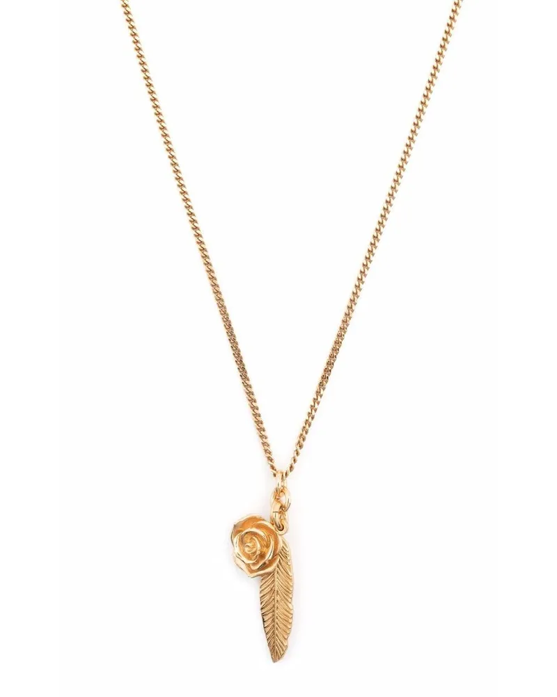 Emanuele Bicocchi Halskette mit Feder und Rose - Gold Gold