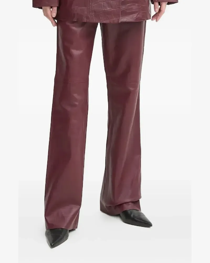 Gestuz Lederhose mit Kroko-Optik - Rot Rot