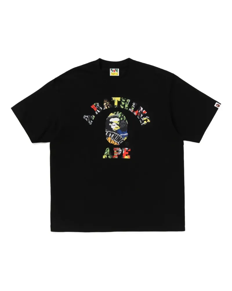 BAPE Multi Logo College T-Shirt - Schwarz Schwarz
