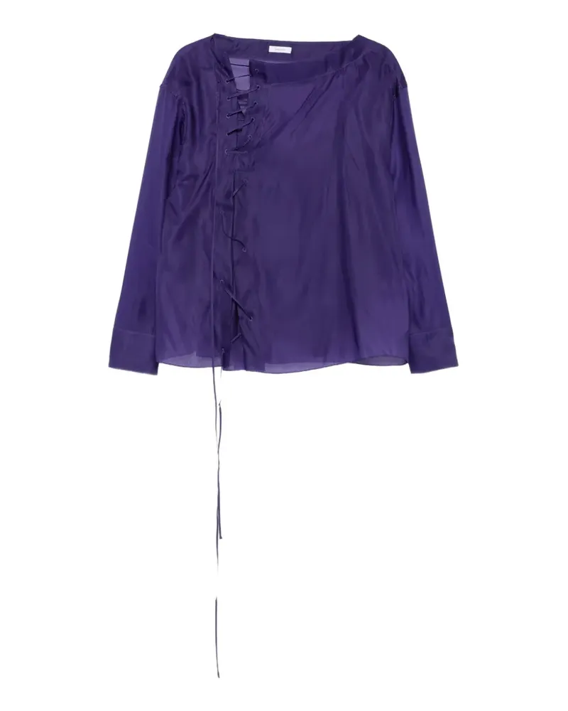 Ferragamo Semi-transparente Bluse mit Schnürung - Violett Violett