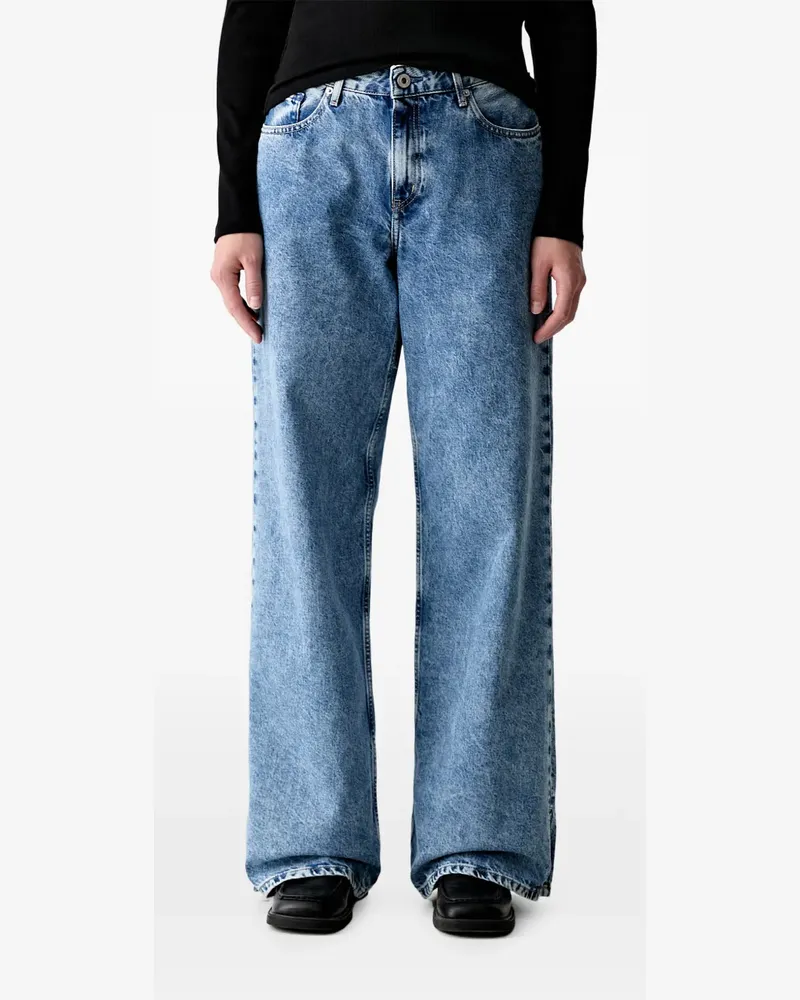 Karl Lagerfeld logo-patch wide-leg jeans - Blau Blau