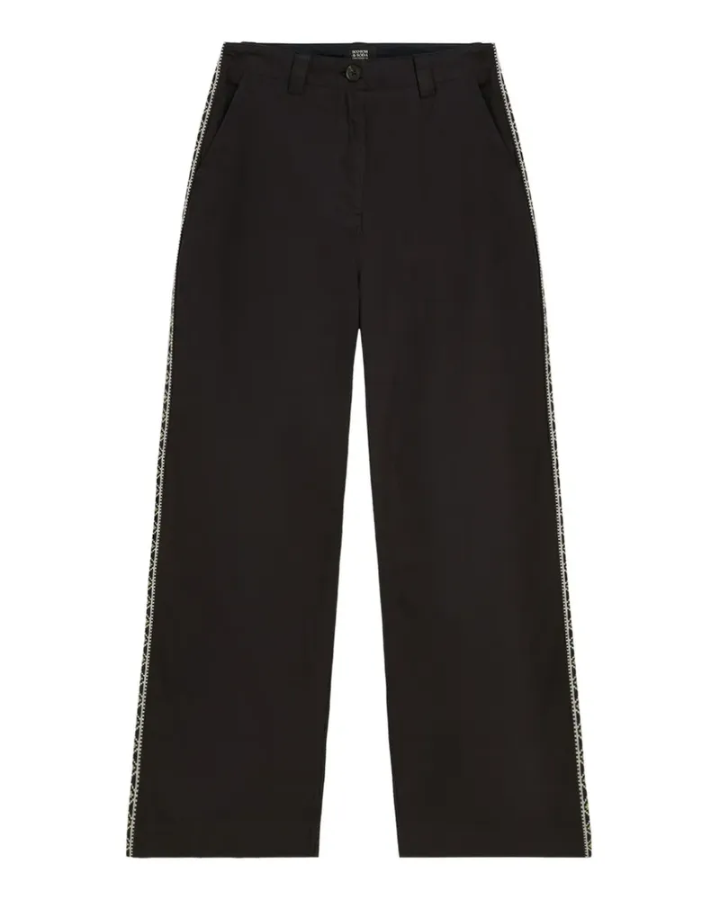 Scotch&Soda embroidered-trim wide-leg trousers - Schwarz Schwarz