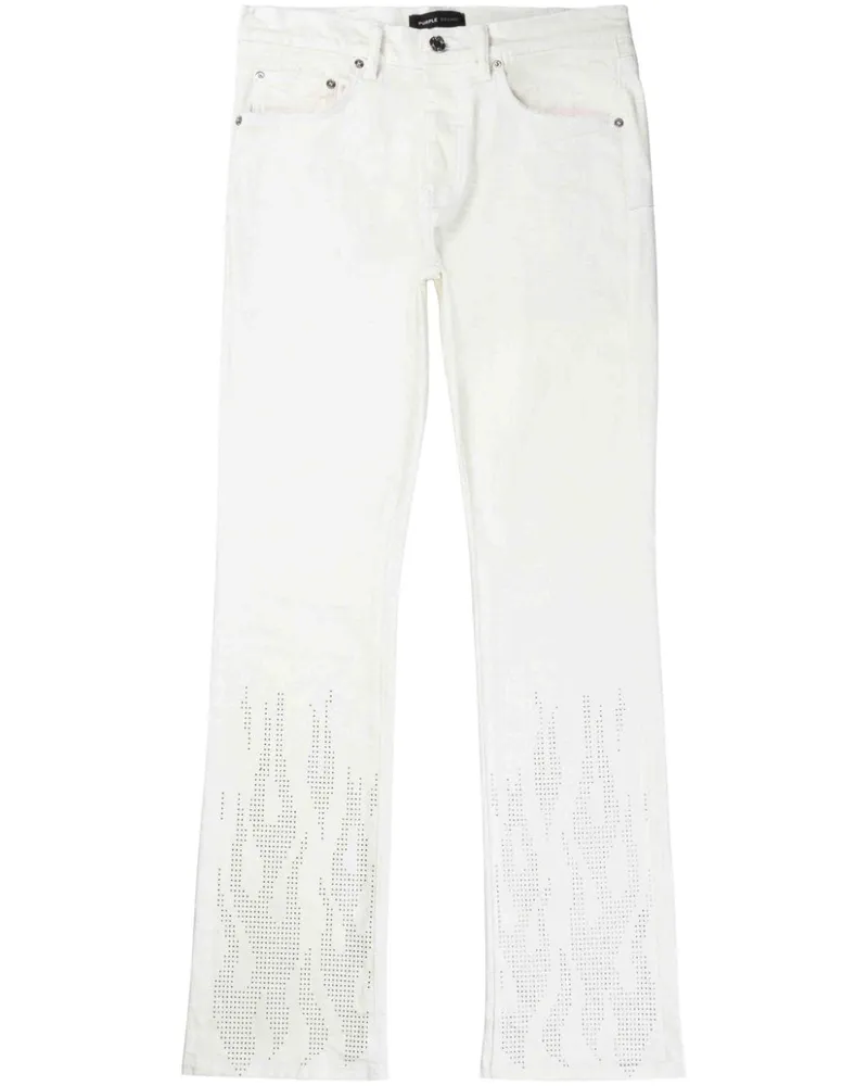 PURPLE BRAND Tief sitzende Straight-Leg-Jeans Weiß