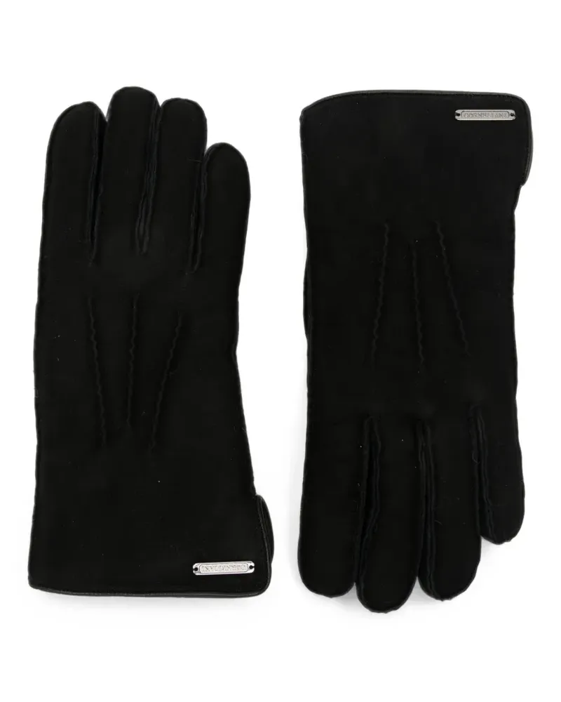 Corneliani logo-plaque suede-finish gloves - Schwarz Schwarz