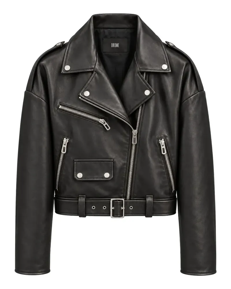 DROMe belted leather biker jacket - Schwarz Schwarz