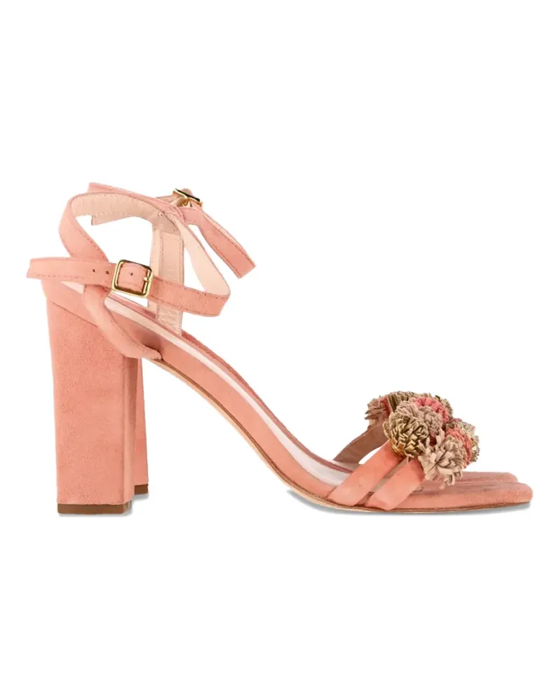 Loeffler Randall floral-appliqué heeled sandals - Rosa Rosa