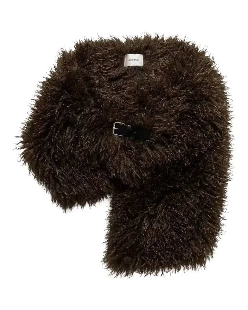 Gestuz Schal aus Faux Fur mit Schnallenverschluss - Braun Braun