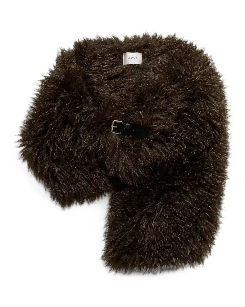 Gestuz buckle-fastening faux-fur scarf - Braun Braun