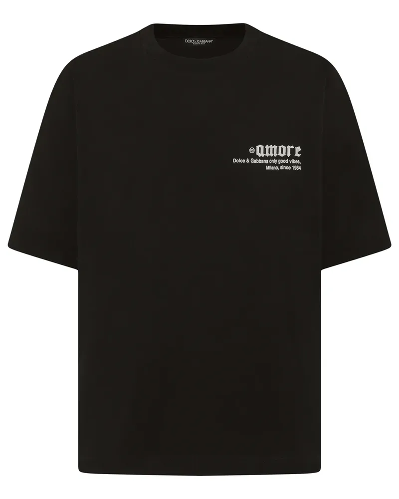 Dolce & Gabbana T-Shirt mit "Only Good Vibes"-Print - Schwarz Schwarz
