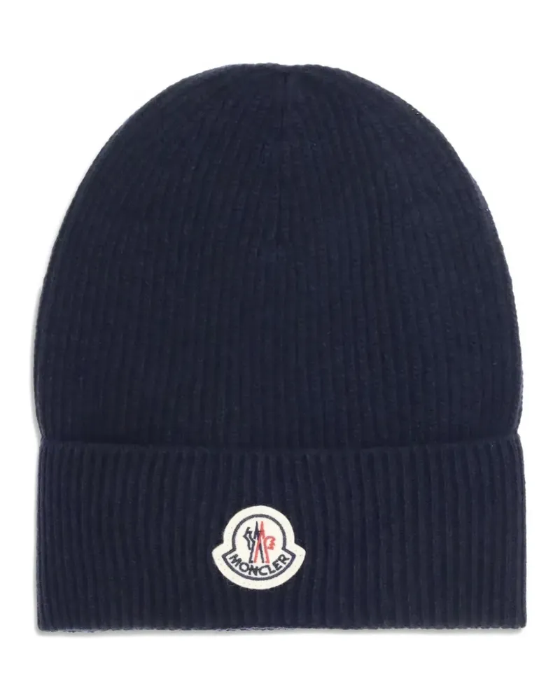 Moncler Beanie mit Logo-Patch - Blau Blau