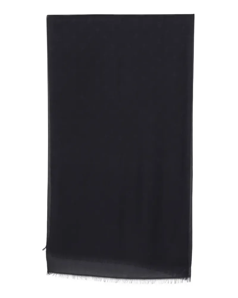 Emporio Armani monogram fringed scarf - Blau Blau