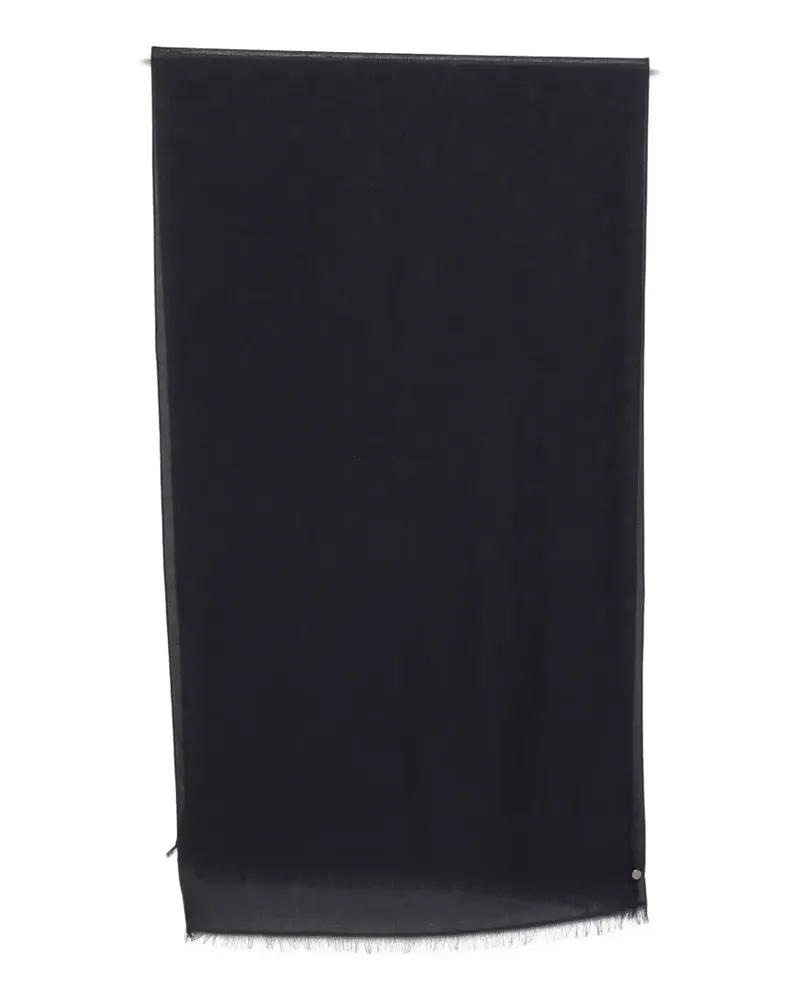 Emporio Armani monogram fringed scarf - Blau Blau