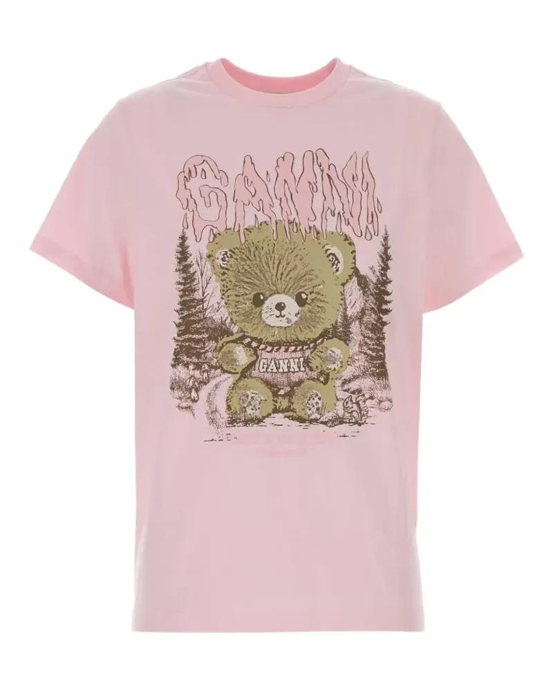 Ganni T-Shirt mit Teddy-Print - Rosa Rosa