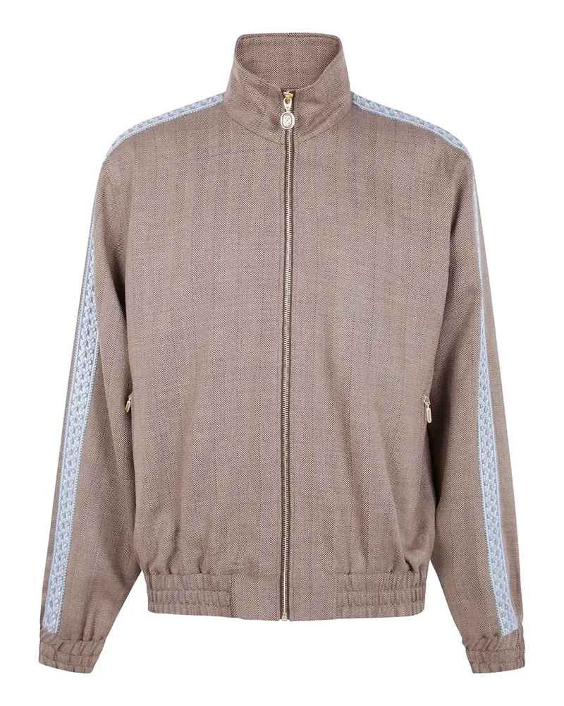 Drôle de Monsieur Bestickte Jacke mit Fischgrätenmuster - Braun Braun