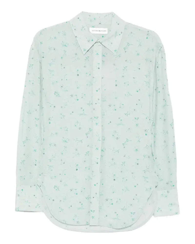 Victoria Beckham floral-print long-sleeve shirt - Blau Blau