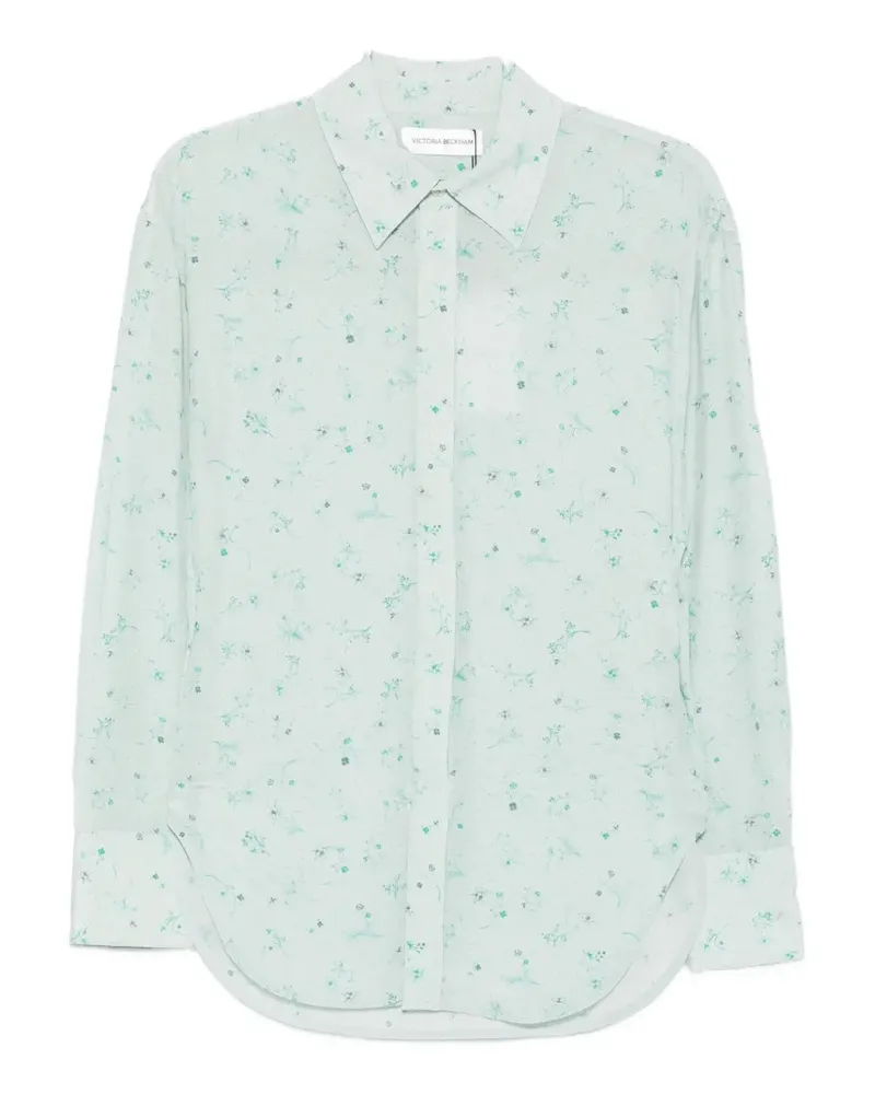Victoria Beckham floral-print long-sleeve shirt - Blau Blau