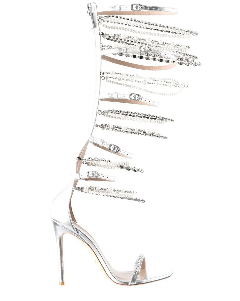 Stuart Weitzman Gilda Sandalen mit Kristallen 120mm - Silber Silber