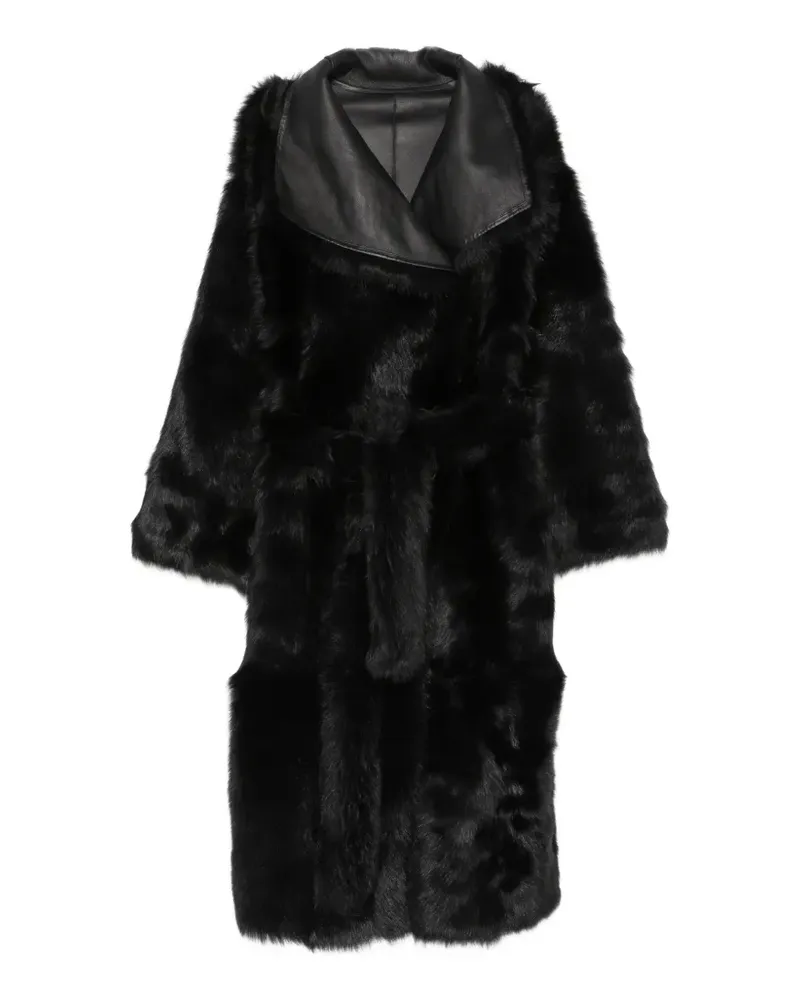 Yves Salomon Jacke mit Shearling-Besatz - Schwarz Schwarz
