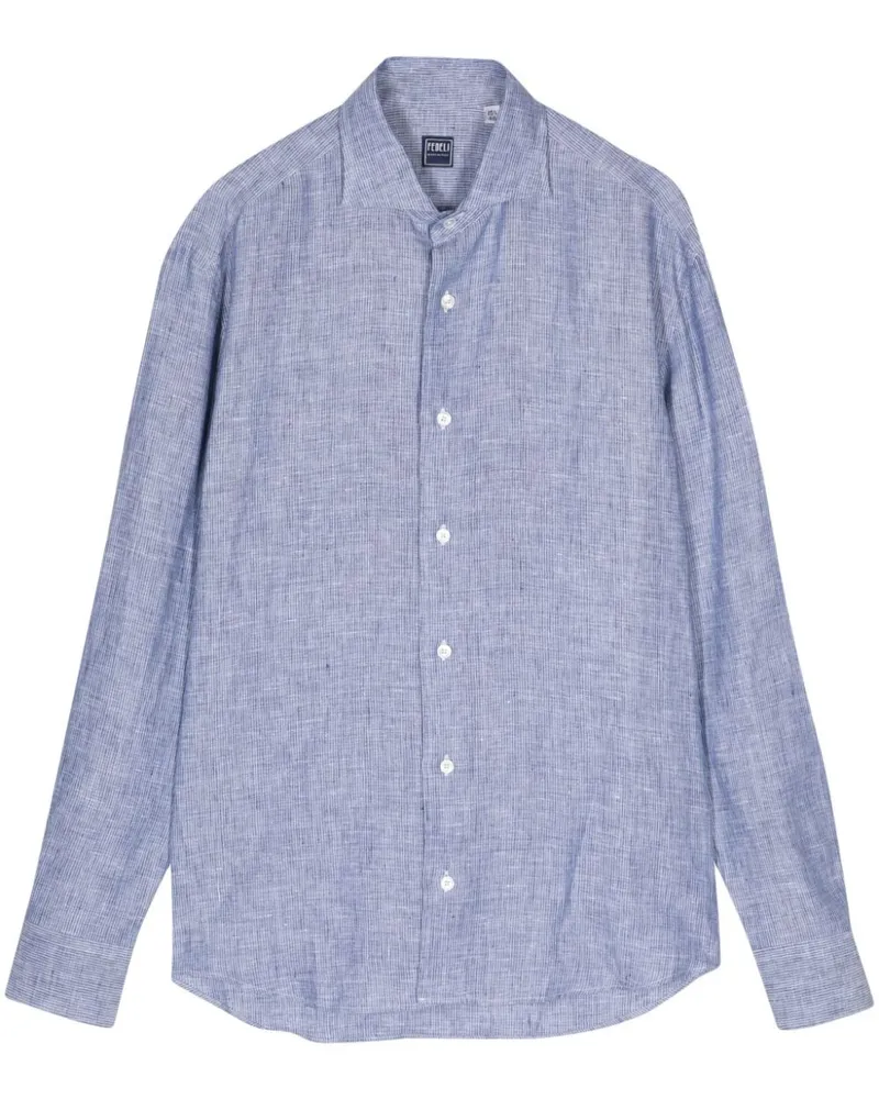 Fedeli Gestreiftes Hemd aus Leinen - Blau Blau