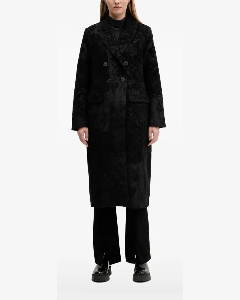 Desigual double-breasted patterned coat - Schwarz Schwarz