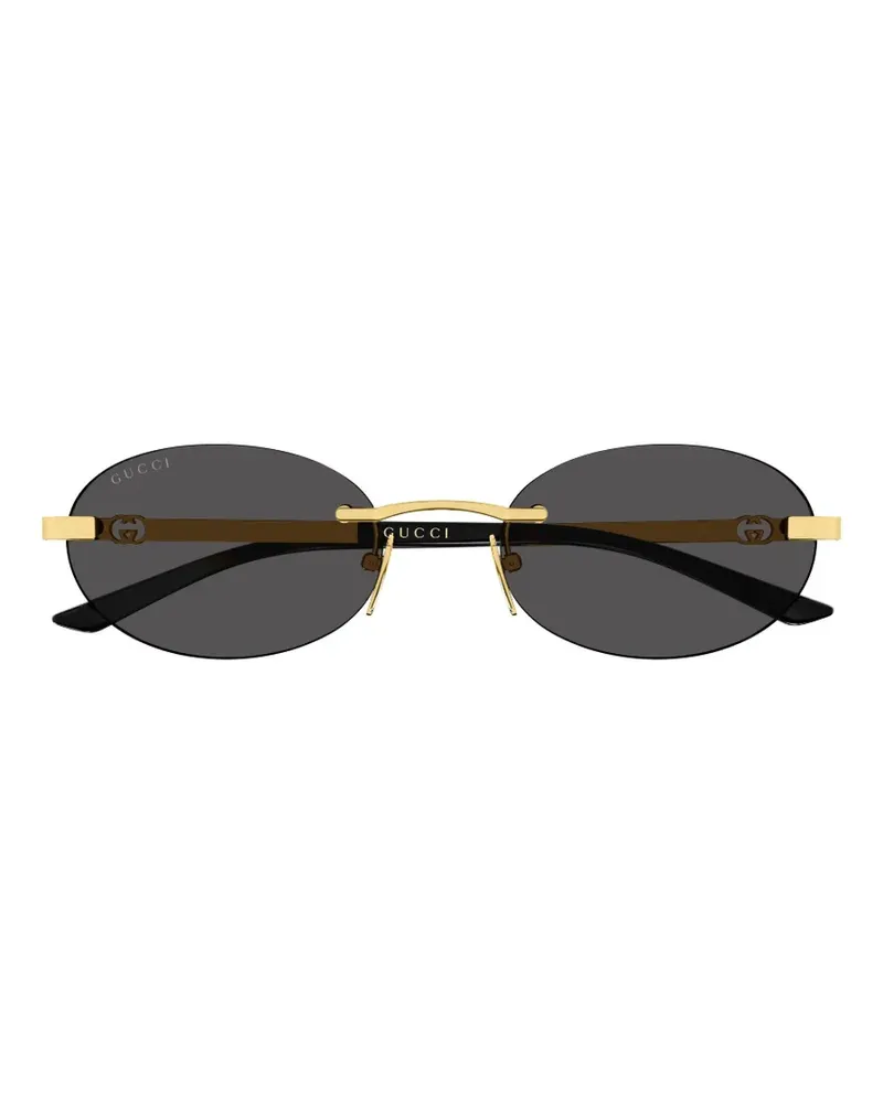 Gucci Rahmenlose GG Sonnenbrille mit ovalem Gestell - Gold Gold